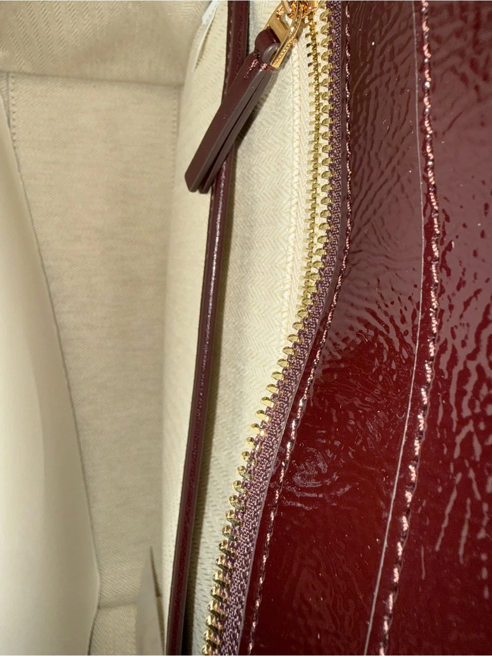 Tory Burch Patent Leather Shoulder Tote in Deep Burgundy
